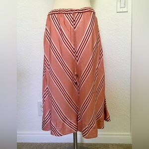 ELIZABETH & JAMES Stripe Blush Silk Skirt Lined M